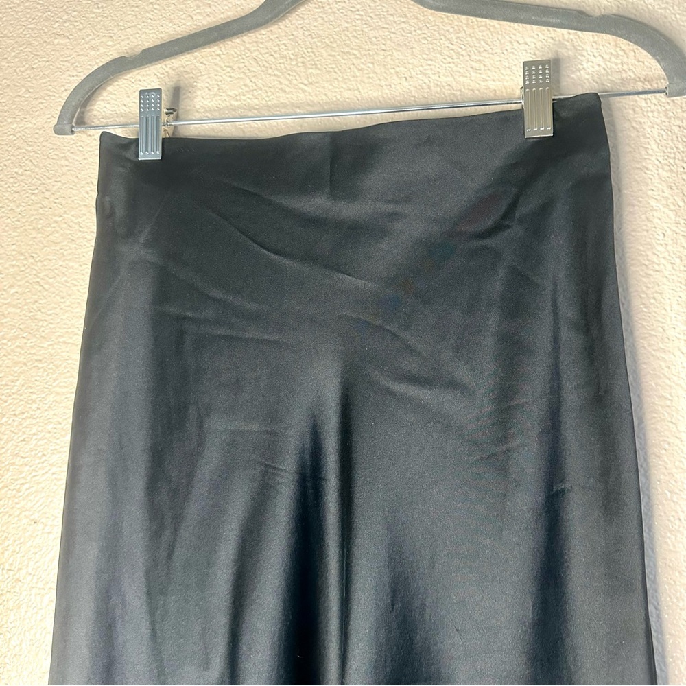 Quince Mulberry Washable Silk Classic Black Midi Skirt S - Picture 4 of 7